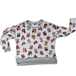 Secret Treasures Owl Pajama Top Women L Grey Good Fleece Long Sleeve ST40610TA